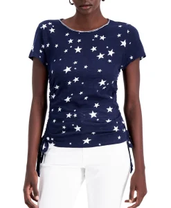 Women's Printed Ruched-Side Top