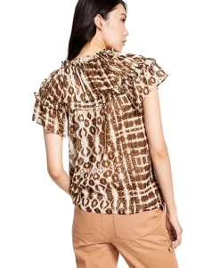 Women's Printed Ruffled Blouse