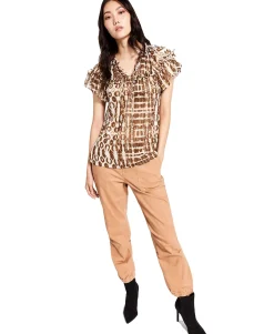 Women's Printed Ruffled Blouse