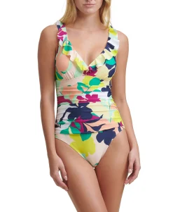 Women's Printed Ruffled One Piece Swimsuit