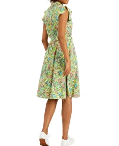 Women's Printed Ruffled-Sleeve Dress