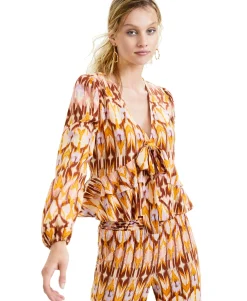 Women's Printed Ruffle-Hem Top