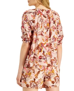Women's Printed Short-Sleeve Blouse