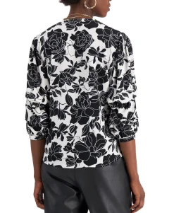 Women's Printed Split-Neck Top