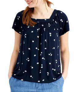 Women's Printed Square-Neck Top
