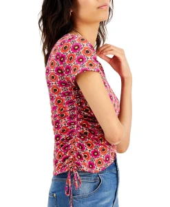 Women's Printed Surplice Side-Tie T-Shirt