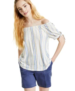 Women's Printed Tie-Cuff Top
