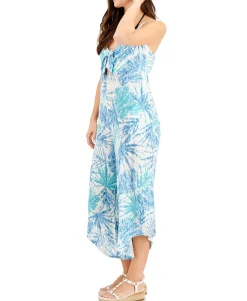 Women's Printed Tie-Front Cover-Up Jumpsuit
