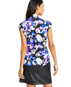 Women's Printed Tie-Neck Top