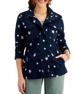 Women's Printed Twill Zip-Front Jacket