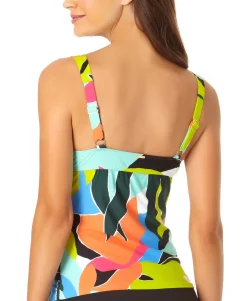 Women's Printed Underwire Twist-Front Tankini Top