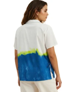 Women's Printed V-Neck Collared Top