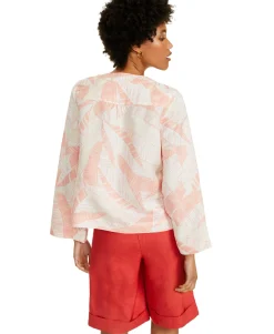 Women's Printed V-Neck Wide-Sleeve Top