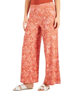 Women's Printed Wide-Leg Pull-On Pants