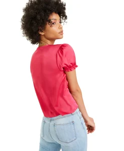 Women's Puff-Sleeve Tie-Front Top