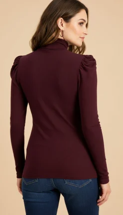 Women's Puff-Sleeve Turtleneck Top