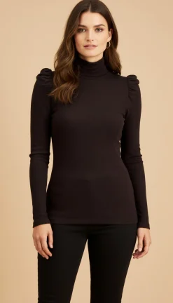 Women's Puff-Sleeve Turtleneck Top