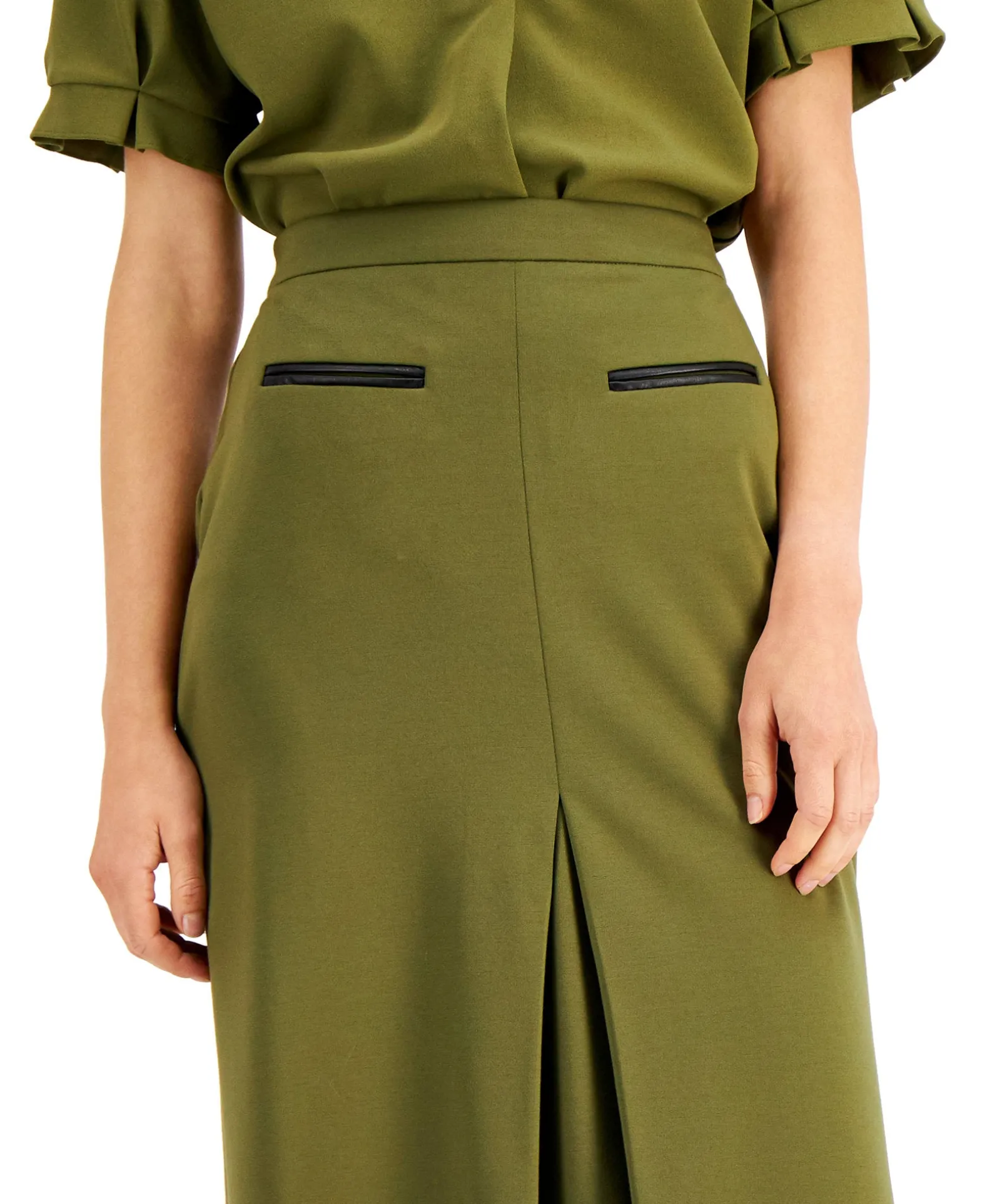 Women's Pull-On Knee-Length Pleated Pencil Skirt