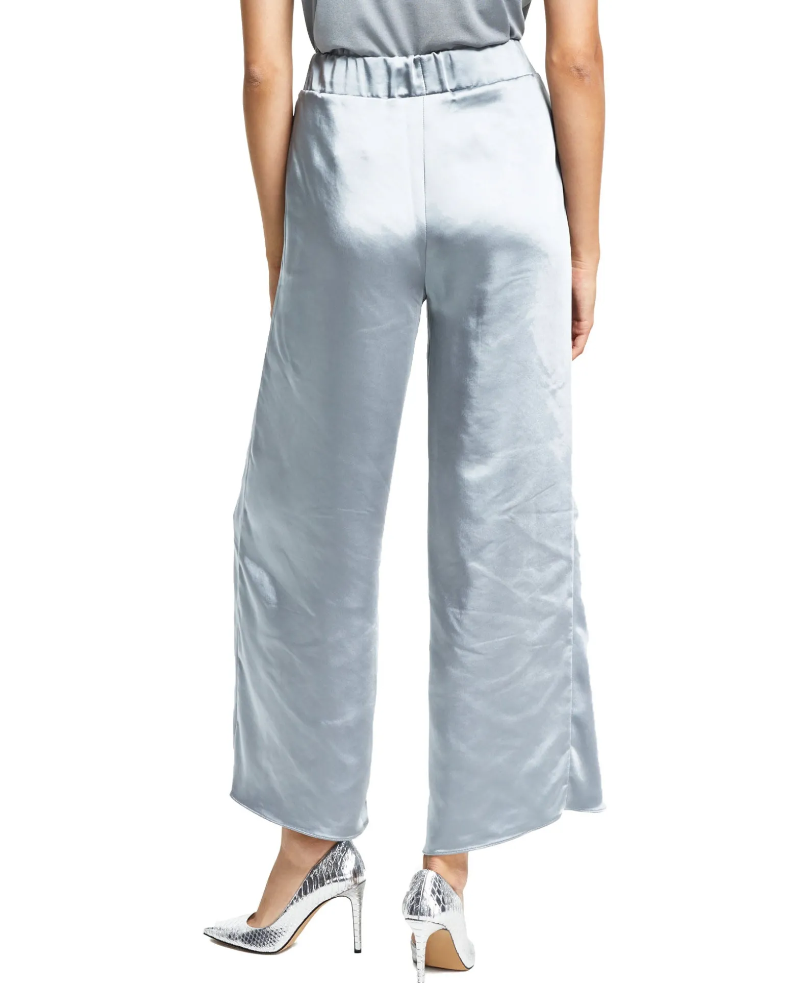 Women's Pull-On Wide-Leg Satin Pants