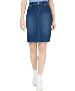 Women's Raw-Edge Jean Skirt