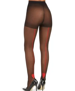 Women's Red-Heart-Backseam Tights