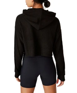 Women's Rib Cropped Hooded Sweatshirt