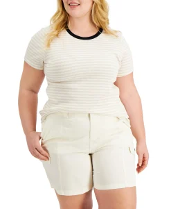 Women's Ribbed Stripe-Print T-Shirt