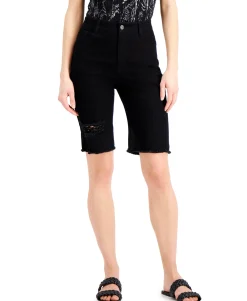 Women's Ripped Denim Bermuda Shorts