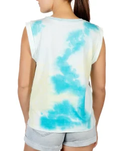 Women's Rolled-Sleeve Graphic Tie-Dyed T-Shirt