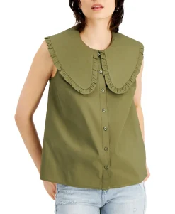 Women's Ruffle-Collar Top