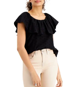 Women's Ruffle-Neck Top