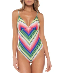 Women's Santa Catarina Textured Rib Striped One-Piece Swimsuit