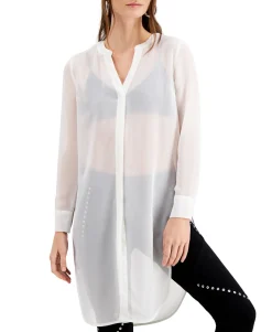 Women's Semi-Sheer Tunic Blouse