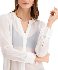 Women's Semi-Sheer Tunic Blouse