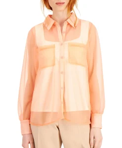 Women's Sheer Collared Shirt