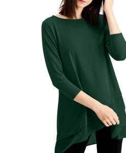 Women's Sheer Crossover-Hem Tunic