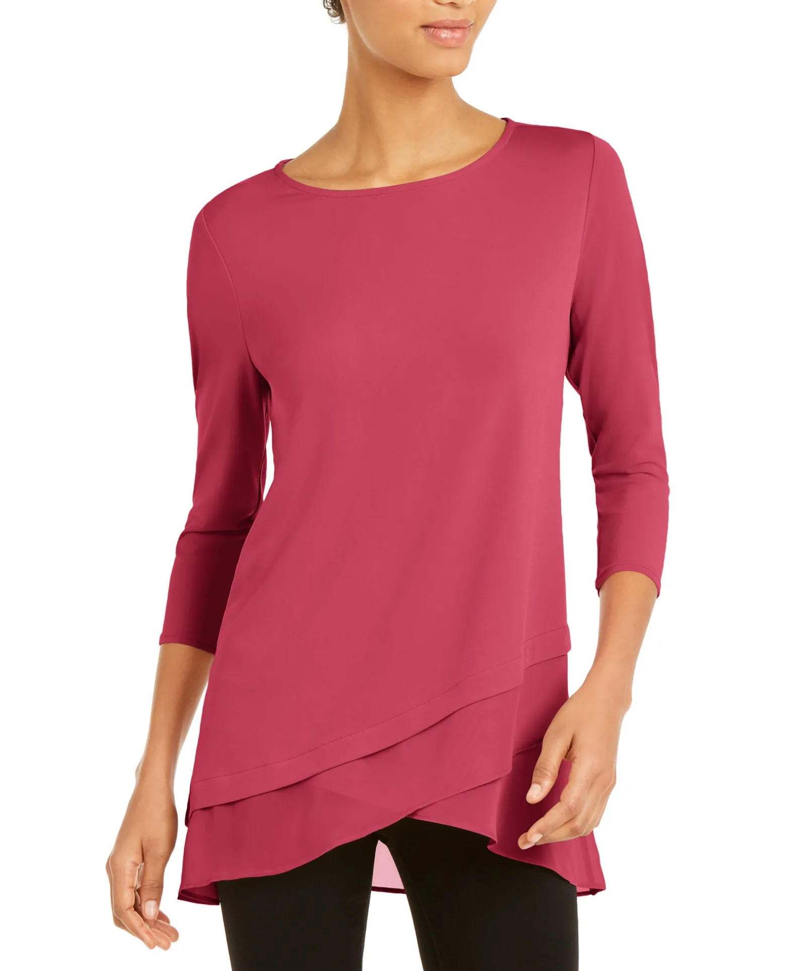 Women's Sheer Crossover-Hem Tunic