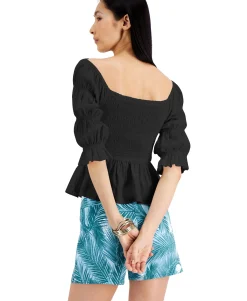 Women's Smocked Cotton Blouse