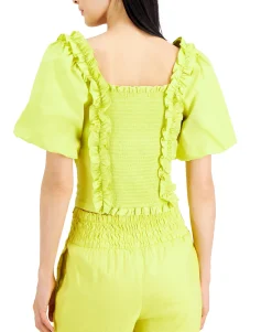 Women's Smocked Cotton Ruffle Top