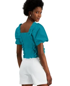 Women's Smocked Cotton Ruffle Top