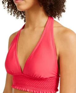 Women's Smocked Halter Bikini Top