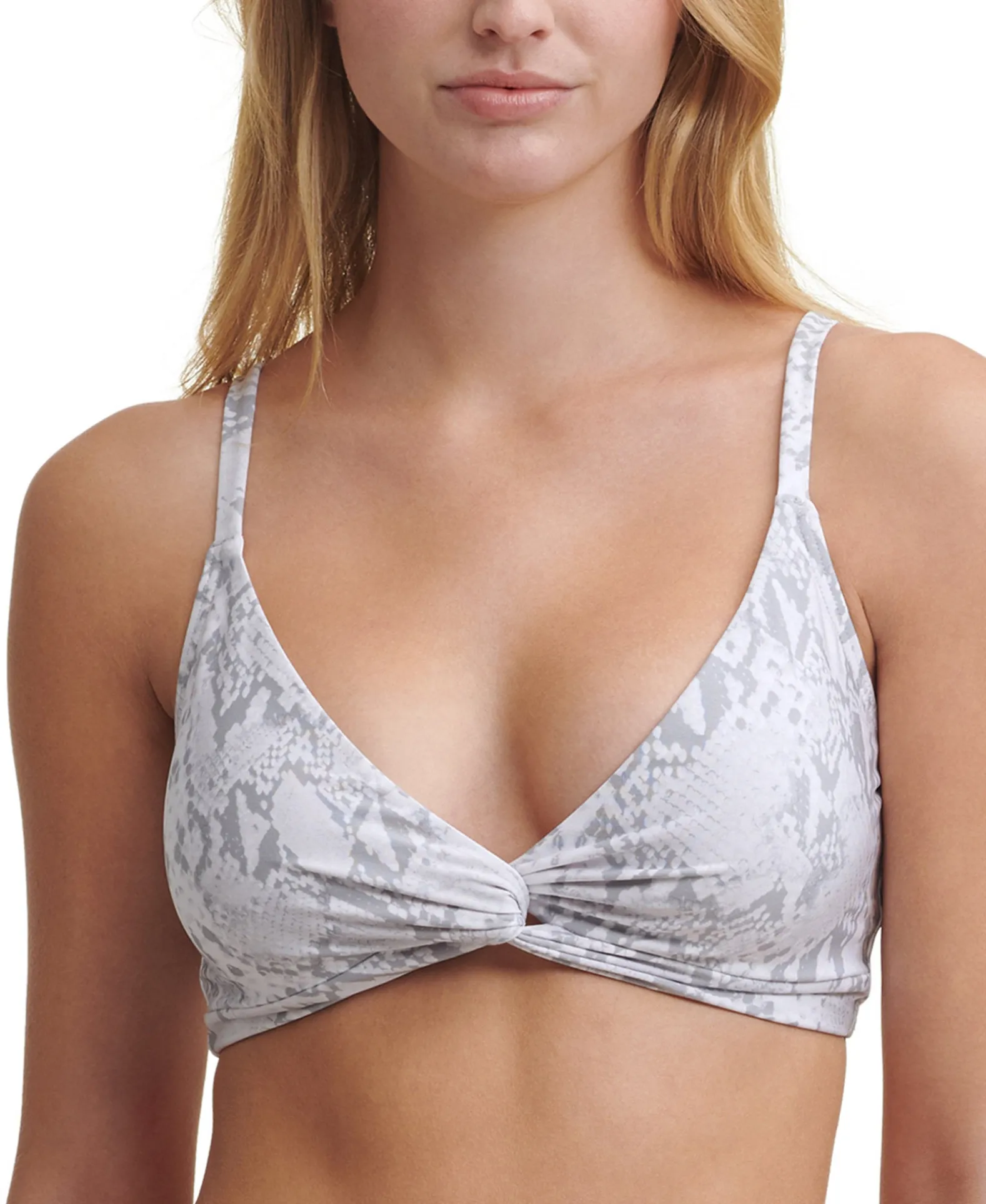 Women's Snake-Print Twist-Front Bikini Top