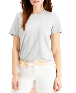 Women's Solid Crewneck One-Pocket Top