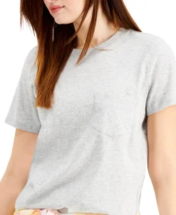 Women's Solid Crewneck One-Pocket Top