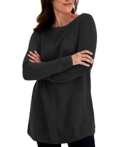 Women's Solid Curved-Hem Tunic Sweater