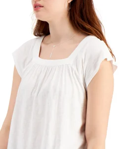 Women's Solid Flutter-Sleeve Top