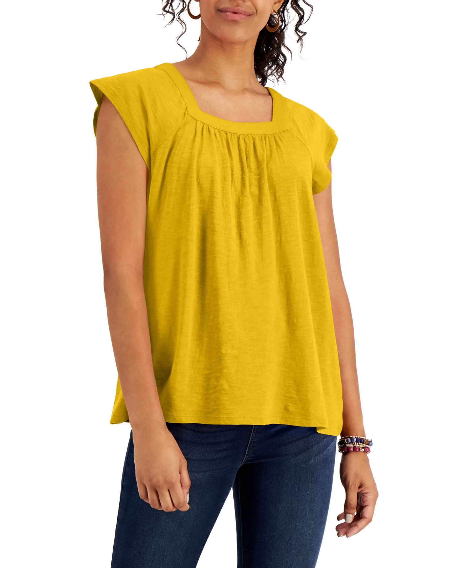 Women's Solid Flutter-Sleeve Top