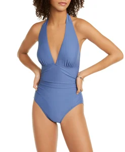 Women's Solid Halter One-Piece Swimsuit