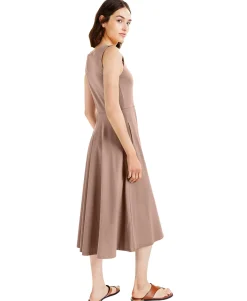 Women's Solid Square-Neck Midi Tank Dress