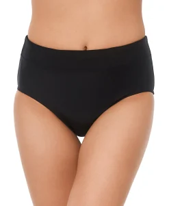 Women's Solid Zip-Pocket Bikini Bottoms